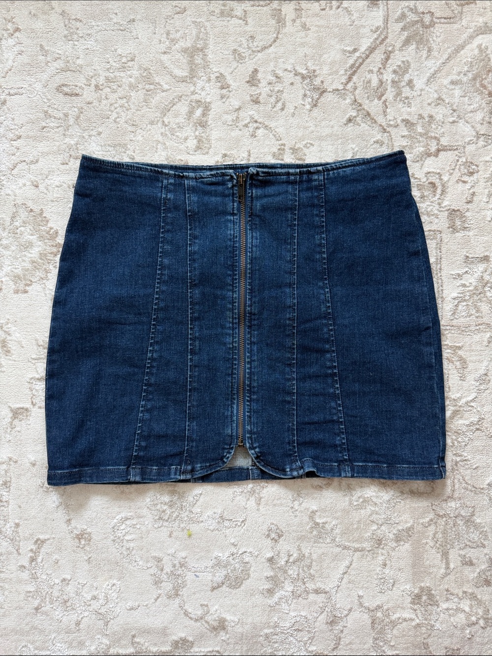 Like New! We The Free Dark Blue Denim Mini Skirt with Front Zip Detail